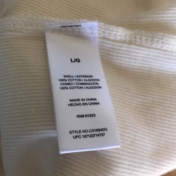 NWT Vince Camuto Puff Sleeve Top Bone Short Sleeve New Ribbed Size Large L New - Picture 7 of 8